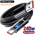 240W USB-A to USB Type-C Nylon Braided 100cm Cable.