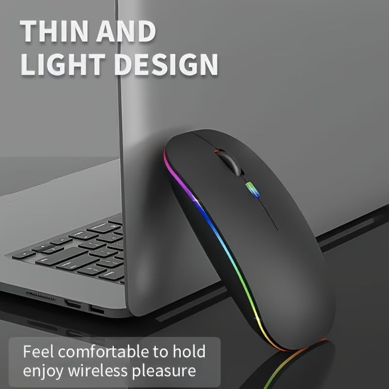 Dual-Mode Rechargeable Wireless Mouse with RGB Lighting