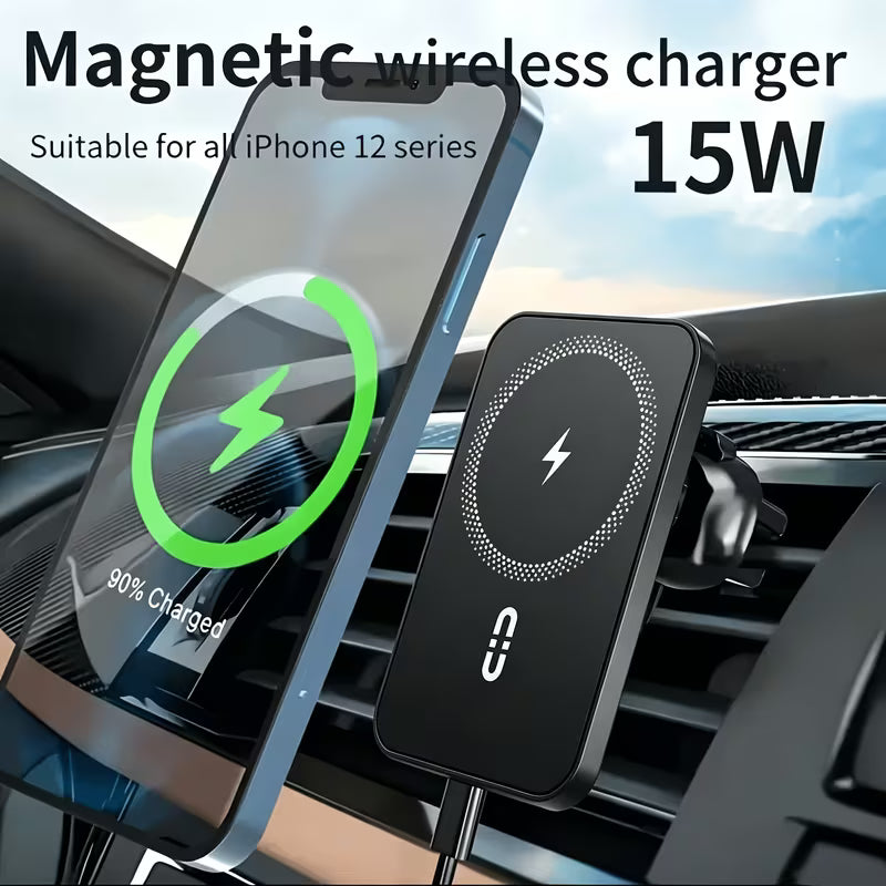 15W Magnetic Wireless Car Charger Mount / Strong Car Phone Holder
