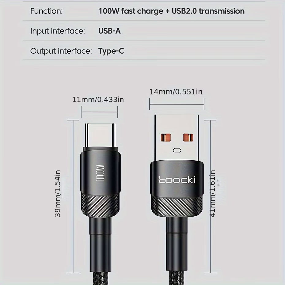 100W USB-A to Type-C Charging Cable