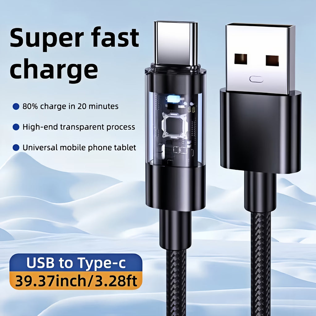 240W USB-A to USB Type-C Nylon Braided 100cm Cable.