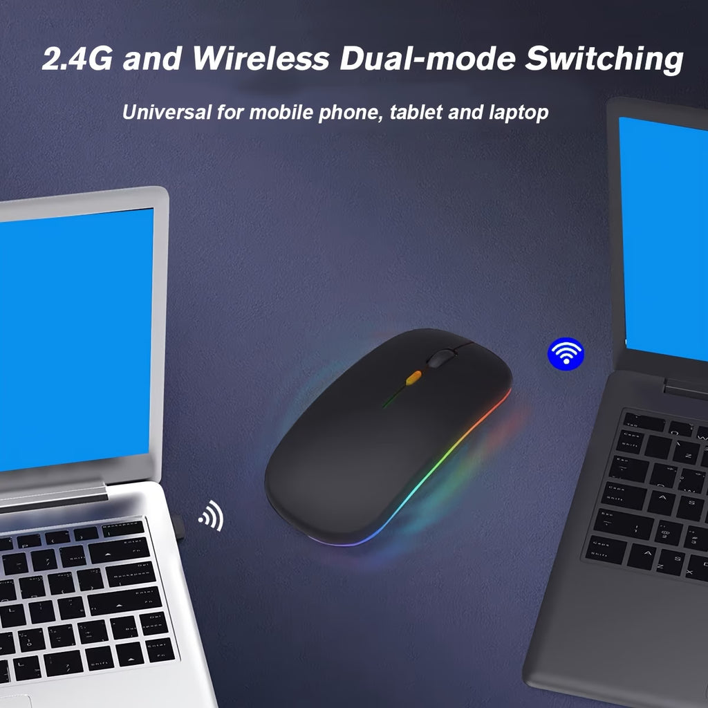 Dual-Mode Rechargeable Wireless Mouse with RGB Lighting
