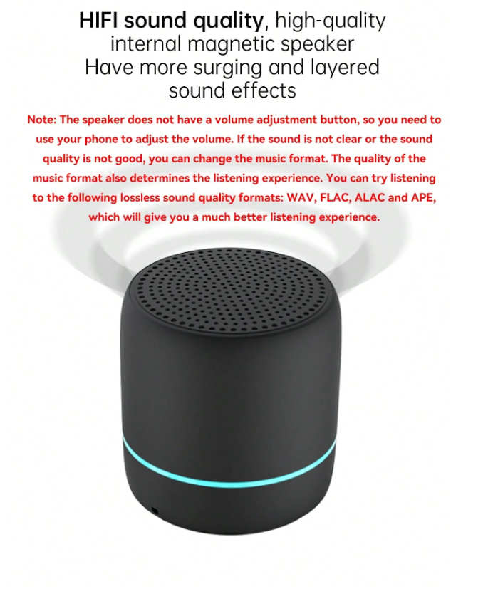 Portable Mini Bluetooth Wireless Speaker With LED Breathing Light