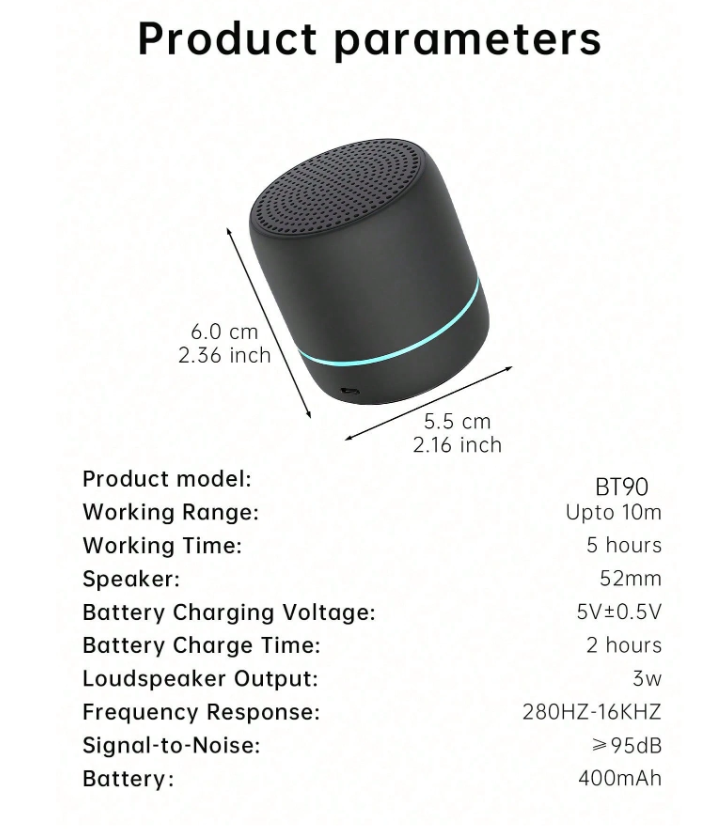 Portable Mini Bluetooth Wireless Speaker With LED Breathing Light