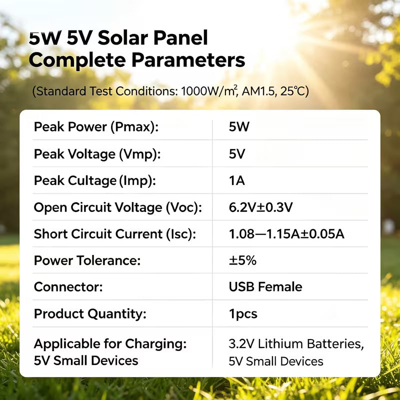Portable Solar Charger – 5V 5W with USB Output & Safe Charge Stabilizer
