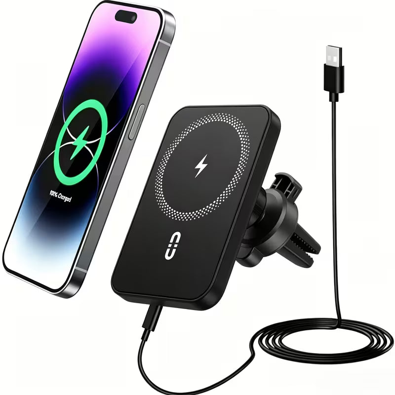 15W Magnetic Wireless Car Charger Mount / Strong Car Phone Holder